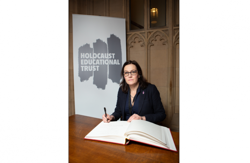 Rebecca Harris MP signs Holocaust Educational Trust Book of Commitment