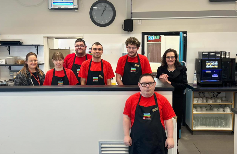 Rebecca Harris MP visits newly refurbished Tea Rooms at the Salvation Army Hadleigh Training Centre