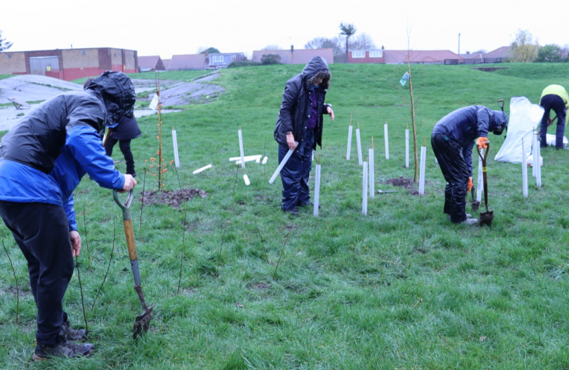 Rebecca attends tree planting to begin building of new park, funded by national Community Ownership Fund