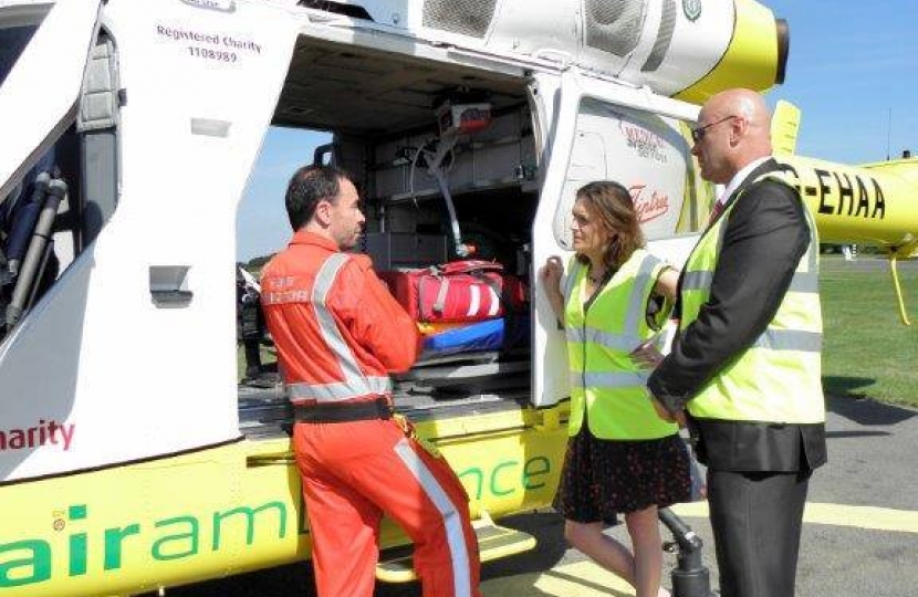 Rebecca on a tour of Essex Air Ambulance in Rayleigh.