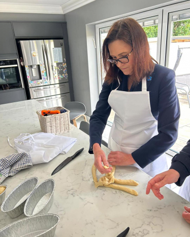 Rebecca making Challah with Mrs Friedman